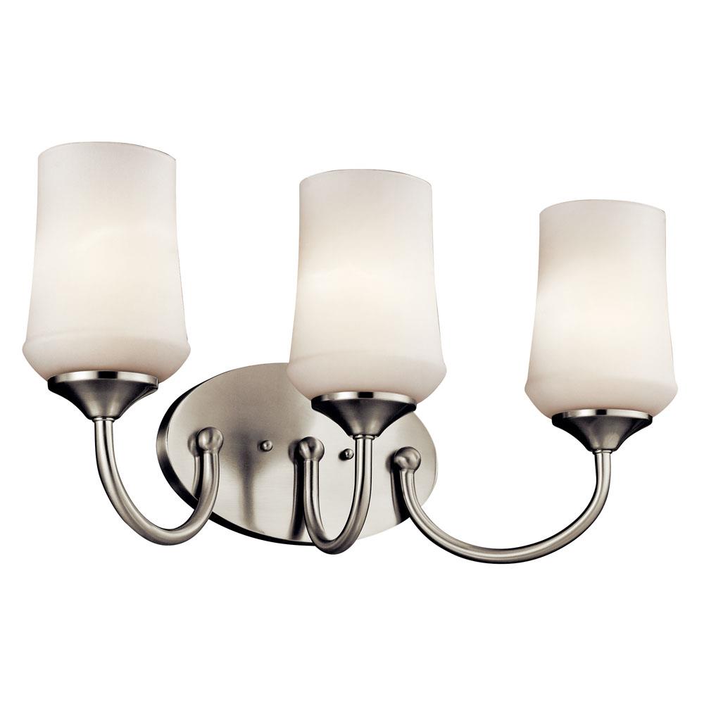 Kichler 45570NI Aubrey 21" 3 Light Vanity Light with Satin Etched Cased Opal Glass in Brushed Nickel